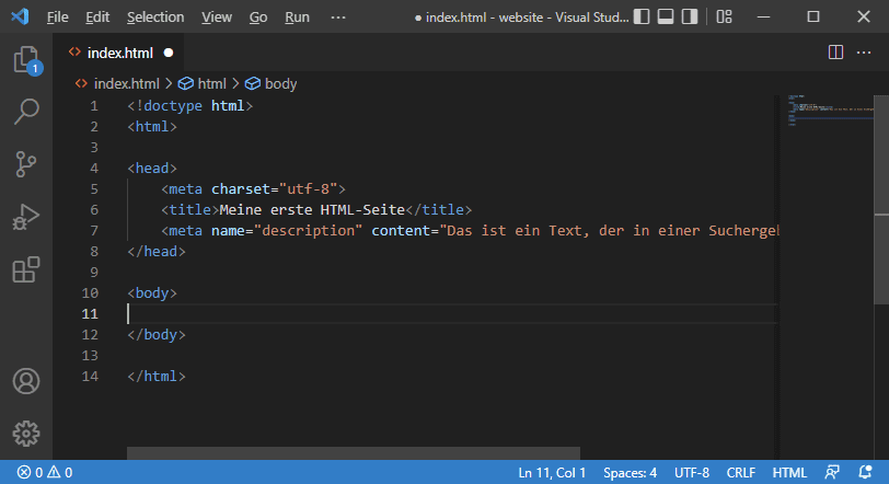 HTML lernen mit Microsoft Visual Studio Code